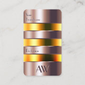 Moderne Rose Gold Glass Orange Liquid and Monogram Visitenkarte (Vorderseite)