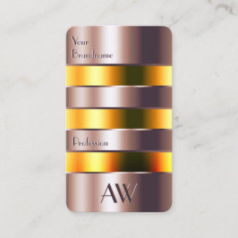 Moderne Rose Gold Glass Orange Liquid and Monogram Visitenkarte