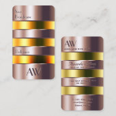 Moderne Rose Gold Glass Orange Liquid and Monogram Visitenkarte (Vorne/Hinten)