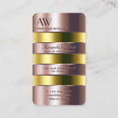 Moderne Rose Gold Glass Orange Liquid and Monogram Visitenkarte (Rückseite)