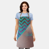 Moderne Rose Gold Glitterie Zickzack Aquamariner g Schürze (Getragen)