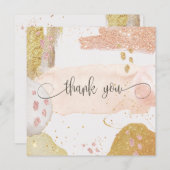 Moderne Rose Gold Glitzer Aquarell Danke Karte (Vorne/Hinten)