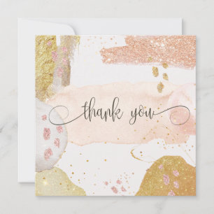 Moderne Rose Gold Glitzer Aquarell Danke Karte