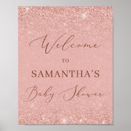 Moderne Rose Gold Glitzer Babydusche Begrüßungszei Poster