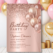 Moderne Rose Gold Glitzer Ballon 70. Geburtstag Einladung