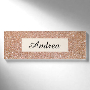 Moderne Rose Gold Glitzer Beauty Salon Mitarbeiter Namenschild