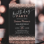 Moderne Rose Gold Glitzer Black jedes Alter Geburt Einladung<br><div class="desc">Machen Sie Ihre Geburtstagsfeier unvergesslich mit der modernen Rose Gold Glitzer Black Any Age Birthday Einladung! Dieses auffallende Design verbindet die Glam des goldenen Glitzer der Rose mit einem schwarzen Hintergrund und ist somit perfekt für jeden Geburtstag eines Meilensteins. Ob 18., 40. oder 60., diese Einladung Set den Ton für...</div>