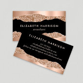 Moderne Rose Gold Glitzer Black Visitenkarte
