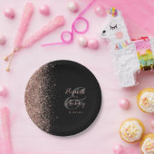 Moderne Rose Gold Glitzer Black Wedding Pappteller (Party)