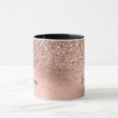 Moderne Rose Gold Glitzer Confetti Mit Monogramm Tasse (Zentrum)