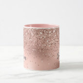 Moderne Rose Gold Glitzer Confetti Mit Monogramm Tasse (Zentrum)