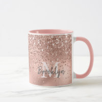 Moderne Rose Gold Glitzer Confetti Mit Monogramm