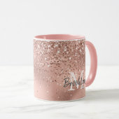 Moderne Rose Gold Glitzer Confetti Mit Monogramm Tasse (VorderseiteRechts)