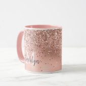 Moderne Rose Gold Glitzer Confetti Mit Monogramm Tasse (Vorderseite Links)