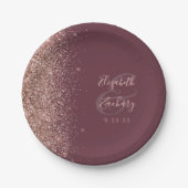 Moderne Rose Gold Glitzer Dark Burgundy Wedding Pappteller (Vorderseite)