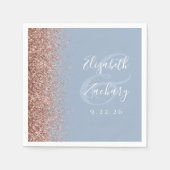 Moderne Rose Gold Glitzer Dusty Blue Wedding Serviette (Vorderseite)