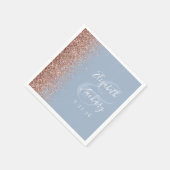 Moderne Rose Gold Glitzer Dusty Blue Wedding Serviette (Ecke)