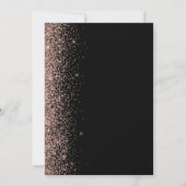 Moderne Rose Gold Glitzer Edge Black Wedding Einladung (Rückseite)