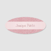 Moderne Rose Gold Glitzer Elegante Handschrift Namensschild (Vorderseite)