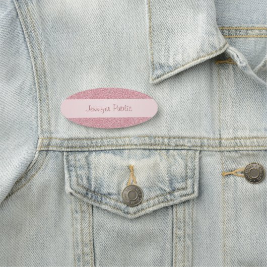 Moderne Rose Gold Glitzer Elegante Handschrift Namensschild (Beispiel)