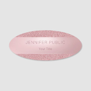 Moderne Rose Gold Glitzer Elegante Top Namensschild