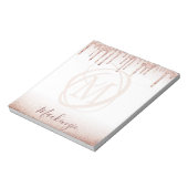 Moderne Rose Gold Glitzer Elegantes Monogramm Notizblock (Rotiert)