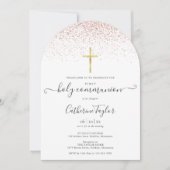 Moderne Rose Gold Glitzer Erste Heilige Kommune Einladung (Vorderseite)
