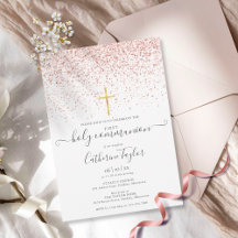 Moderne Rose Gold Glitzer Erste Heilige Kommune