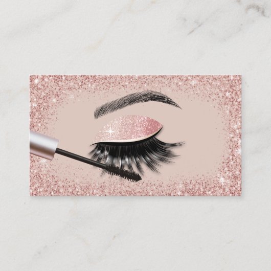 Moderne Rose Gold Glitzer Eyelash Extensions Salon Visitenkarte (Vorderseite)