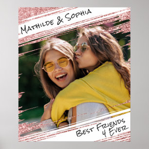 Moderne Rose Gold Glitzer & Foto BBF Bester Freund Poster
