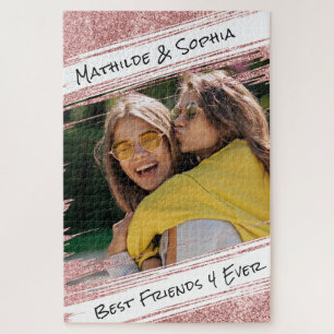 Moderne Rose Gold Glitzer & Foto BBF Bester Freund Puzzle