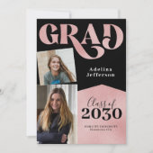 Moderne Rose Gold Glitzer Foto Collage Abschluss Ankündigung (Vorderseite)