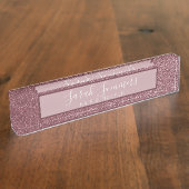 Moderne Rose Gold Glitzer Friseur Makeup Artist Namensplakette (Seite)