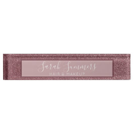 Moderne Rose Gold Glitzer Friseur Makeup Artist Namensplakette