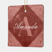 Moderne Rose Gold Glitzer Girl Monogram Keramikornament (Links)