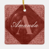 Moderne Rose Gold Glitzer Girl Monogram Keramikornament (Vorderseite)