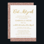 Moderne Rose Gold Glitzer & Gold Bat Mitzvah A7 Einladung<br><div class="desc">Moderne und trendige Rose Gold Glitzer und Imitate Goldfolie Bat Mitzvah Einladung mit Platz für einen hebräischen Namen. Die Kunstwerke bestehen aus flachen gedruckten Bildern, NICHT aus echten Glitzer- oder Goldfolien. Sehen Sie sich den Papiertraube Zazzle-Laden an, um die Büroausstattung und das Party zu koordinieren, um Ihr elegantes Bat Mitzvah-Thema...</div>