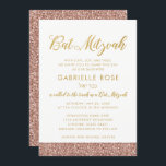 Moderne Rose Gold Glitzer & Gold Bat Mitzvah A7 Einladung<br><div class="desc">Moderne und trendige Rose Gold Glitzer und Imitate Goldfolie Bat Mitzvah Einladung mit Platz für einen hebräischen Namen. Die Kunstwerke bestehen aus flachen gedruckten Bildern, NICHT aus echten Glitzer- oder Goldfolien. Sehen Sie sich den Papiertraube Zazzle-Laden an, um die Büroausstattung und das Party zu koordinieren, um Ihr elegantes Bat Mitzvah-Thema...</div>