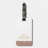 Moderne Rose Gold Glitzer & Gold Travel Bag Gepäckanhänger (Rückseite vertikal)