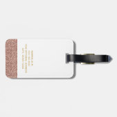 Moderne Rose Gold Glitzer & Gold Travel Bag Gepäckanhänger (Rückseite horizontal)
