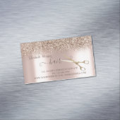 Moderne Rose Gold Glitzer, Goldschere Haar Magnetische Visitenkarte (Beispiel)