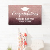 Moderne Rose Gold Glitzer Graduation Party Banner (Insitu)