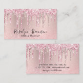 Moderne Rose Gold Glitzer Haar & Make-up Visitenkarte (Vorne/Hinten)