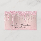 Moderne Rose Gold Glitzer Haar & Make-up Visitenkarte (Vorderseite)