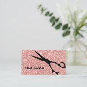 Moderne Rose Gold Glitzer Hair Treppe Visitenkarte (Stehend Vorderseite)