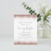 Moderne Rose Gold Glitzer Hochzeitsempfang Einladung (Stehend Vorderseite)