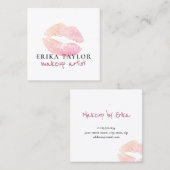 Moderne Rose Gold Glitzer Lips Makeup Künstler Quadratische Visitenkarte (Vorne/Hinten)