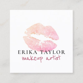 Moderne Rose Gold Glitzer Lips Makeup Künstler Quadratische Visitenkarte