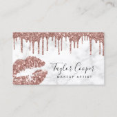 Moderne Rose Gold Glitzer Lips Makeup Künstler Visitenkarte (Vorderseite)