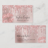 Moderne Rose Gold Glitzer Lips Makeup Künstler Visitenkarte (Vorne/Hinten)
